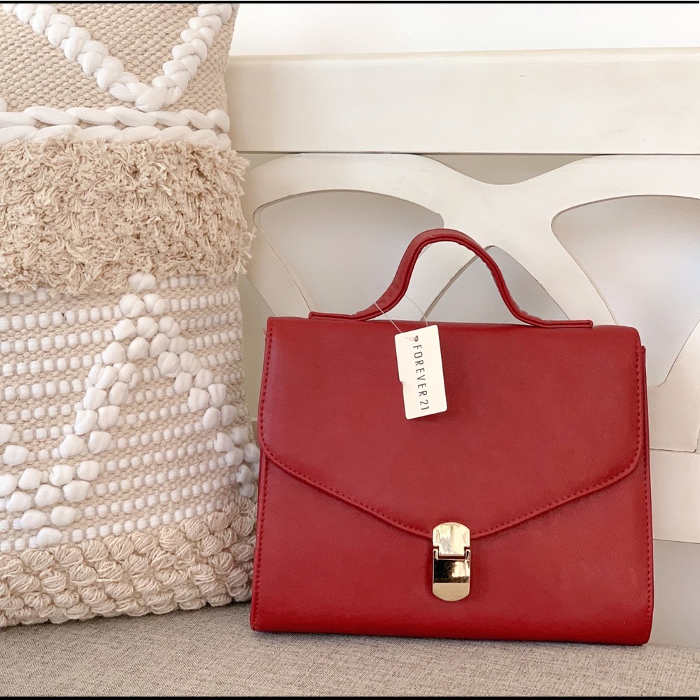 Faux Leather Handbag Structured with Strap